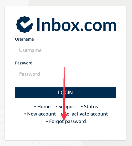 inbox.com login forgot password